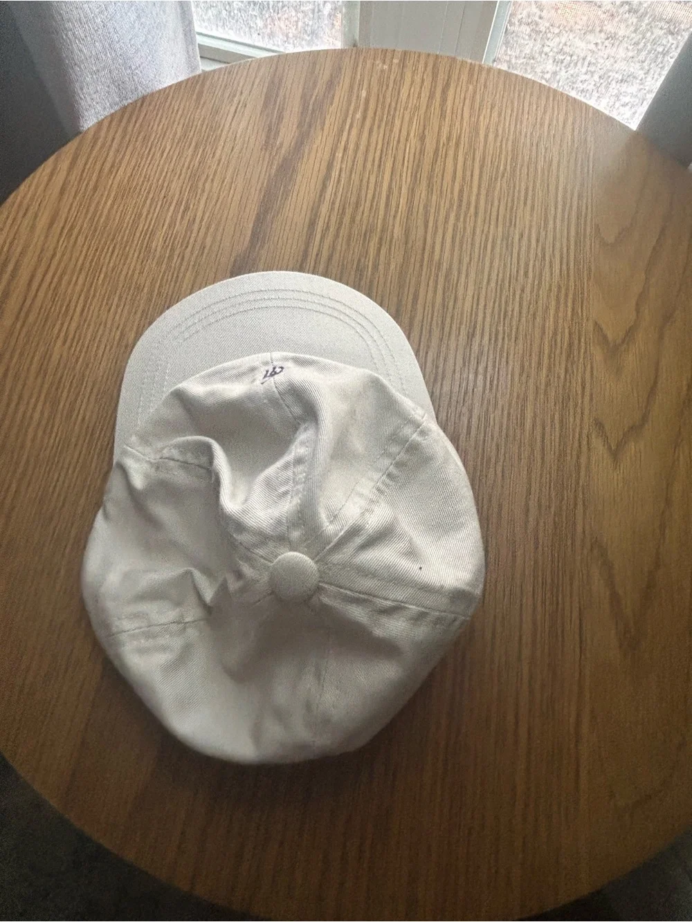Vintage Polo Ralph Lauren Infant White Cream Hat Cap Navy Pony Elastic Strap